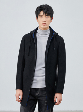 直播特价2023年冬季男士舒适时尚保暖防风加棉34羊毛大衣V5T52200