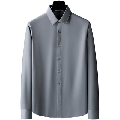 撤标撤柜！（L）品牌丝光棉衬衫男长袖商务纯色衬衣通勤职业正装