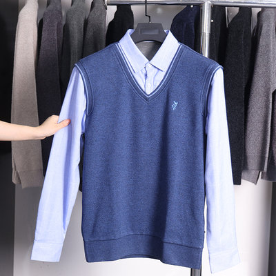 【H家】撤标撤柜！春秋季男士简约舒适柔软绅士双领假两件针织衫