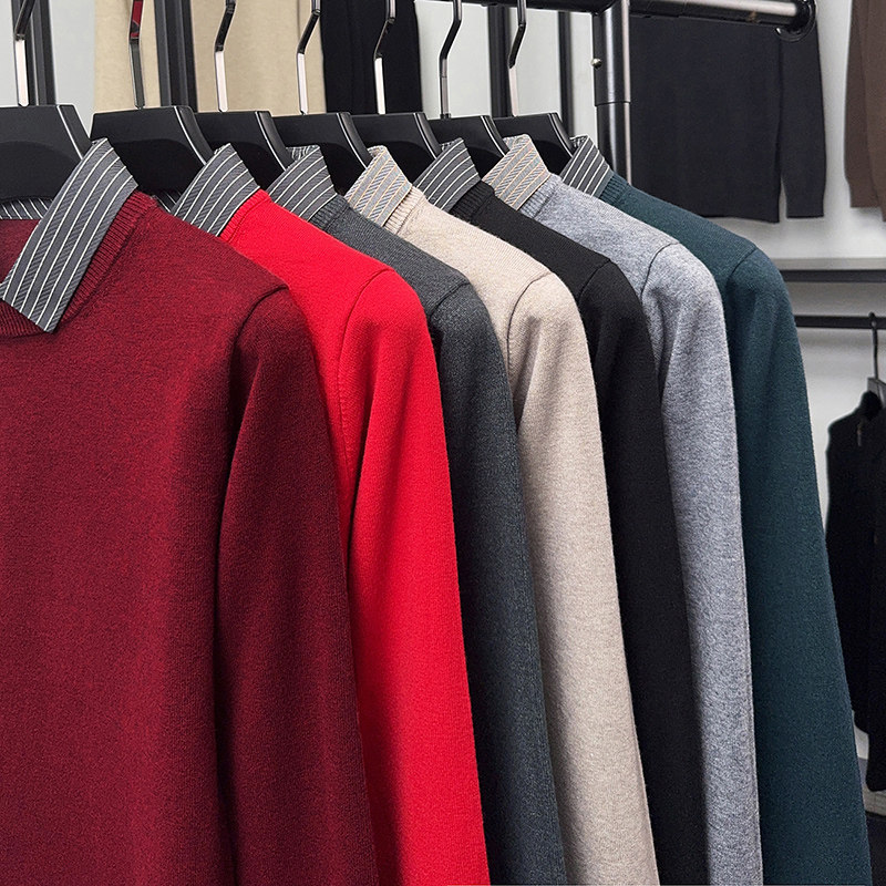 撤标撤柜（C）秋冬男士假两件衬衫领毛衣商务休闲内搭纯色针织衫,男装,针织衫/毛衣,淘宝优惠券,粉丝福利购,淘宝优惠卷