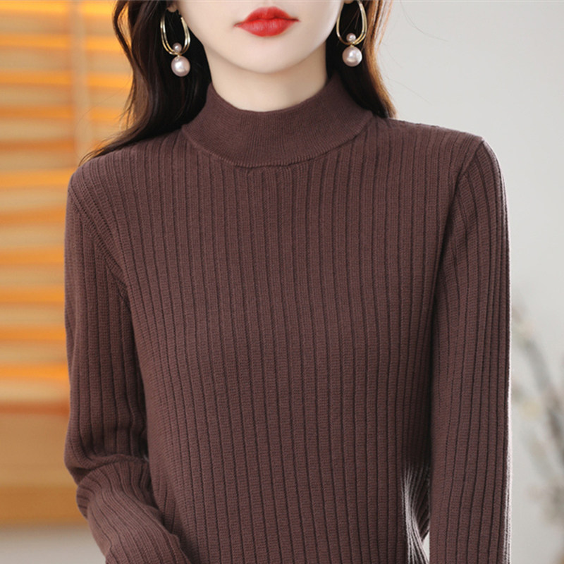 撤柜撤标(A)针织打底衫女半高领坑条内搭洋气加大码女装秋冬毛衣,女装/女士精品,毛针织衫,淘宝优惠券,粉丝福利购,淘宝优惠卷