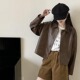 简约休闲柔软舒适短款 2025秋冬女士新款 撤标撤柜 皮夹克 杉家