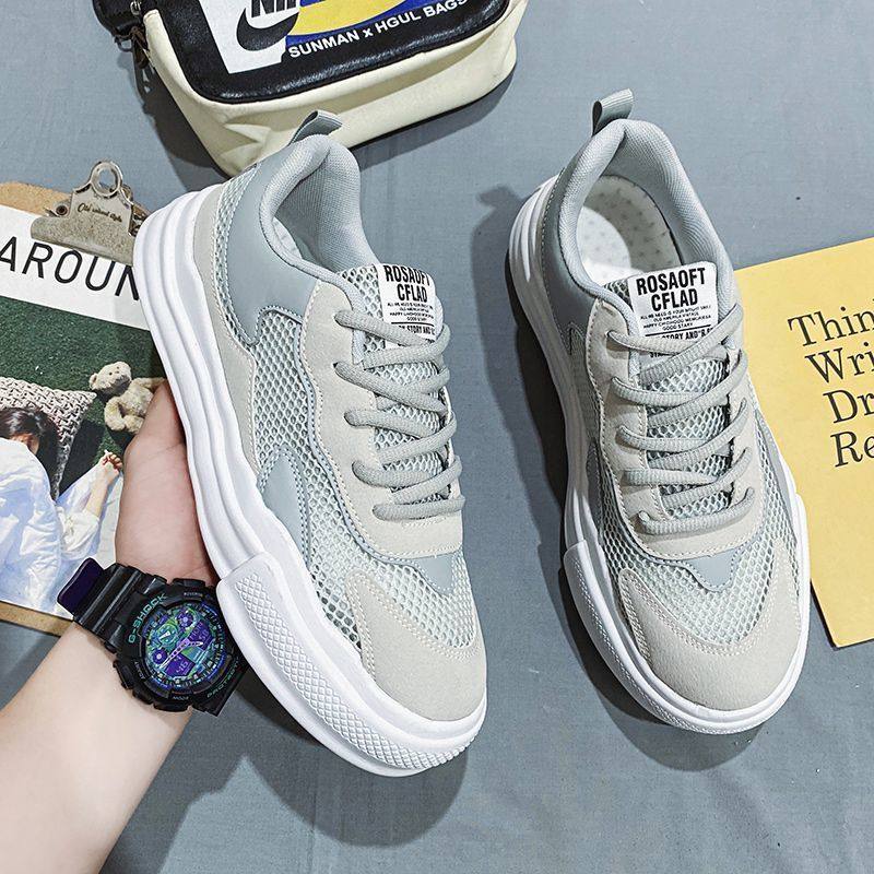 撤标撤柜(H)男鞋新款薄款百搭网面运动休闲镂空板鞋小白男士潮鞋