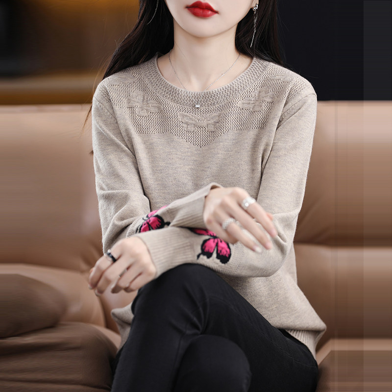 撤标撤柜(A)针织打底衫女秋冬胖mm遮肚显瘦上衣女装洋气短款毛衣