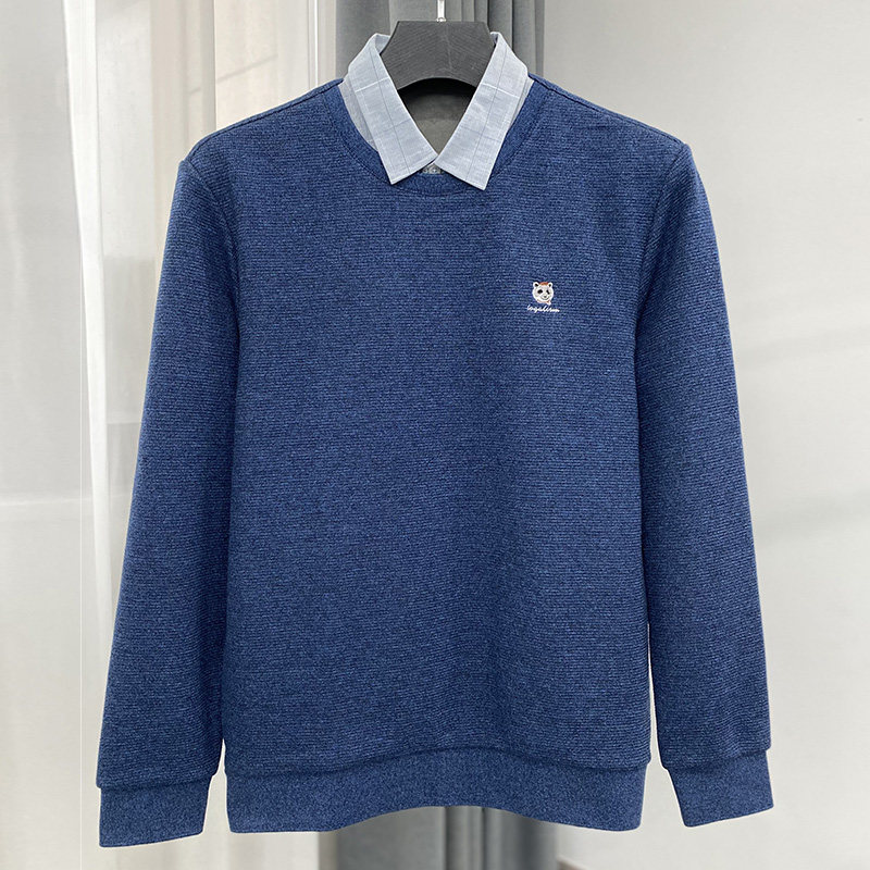 一线剪标V领加绒针织衫