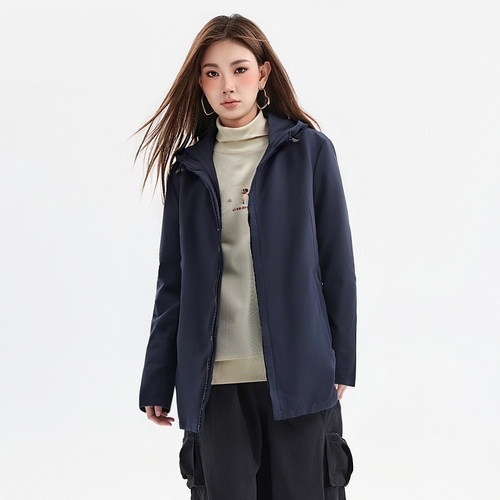【H家】撤标撤柜！2025秋季女士简约时尚休闲百搭连帽中长款夹克