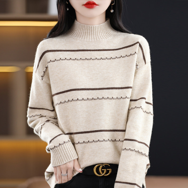 撤标撤柜(A)半高领打底衫女秋冬款宽松大码毛衣宽松内搭针织上衣,女装/女士精品,大码内搭,淘宝优惠券,粉丝福利购,淘宝优惠卷