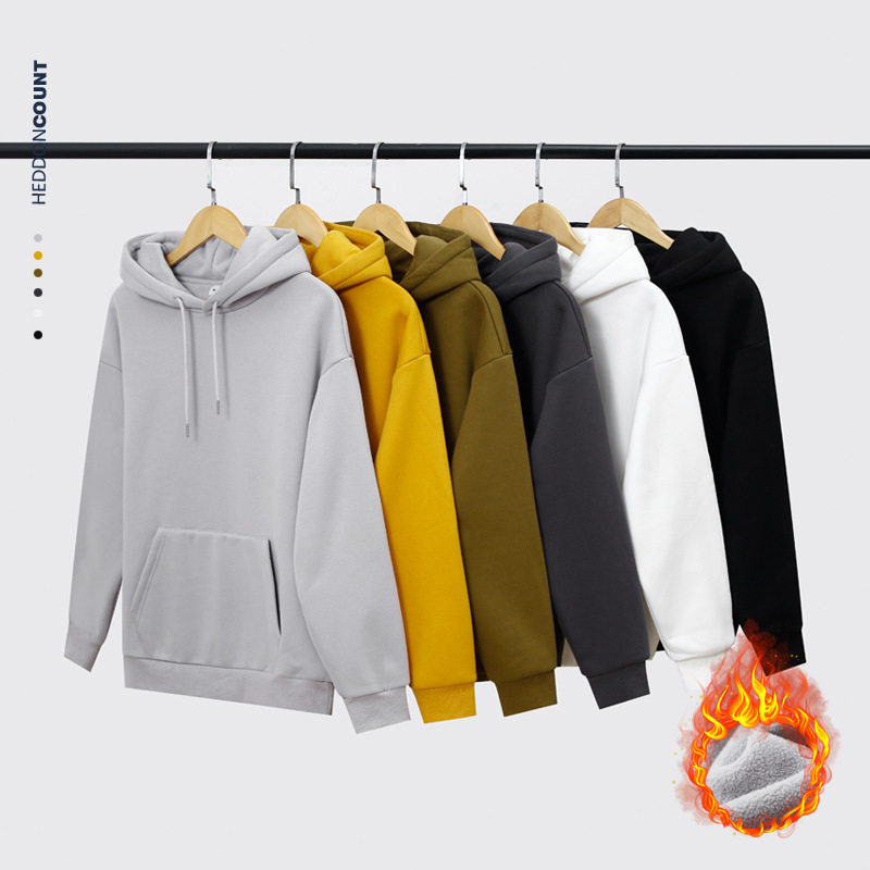 撤柜撤标(M)冬季厚实摇粒绒 oversize掉肩套头纯色加绒连帽卫衣