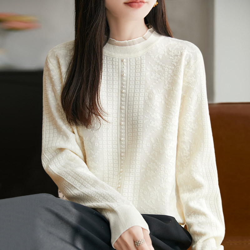 撤标撤柜(A)蕾丝钉珠提花针织打底衫女春秋洋气大码女装秋冬毛衣,女装/女士精品,毛针织衫,淘宝优惠券,粉丝福利购,淘宝优惠卷