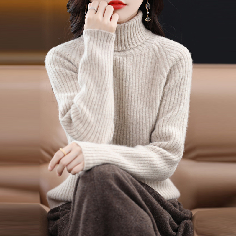 撤标撤柜!高领竖条显瘦打底衫女内搭洋气大码女装秋冬针织毛衣