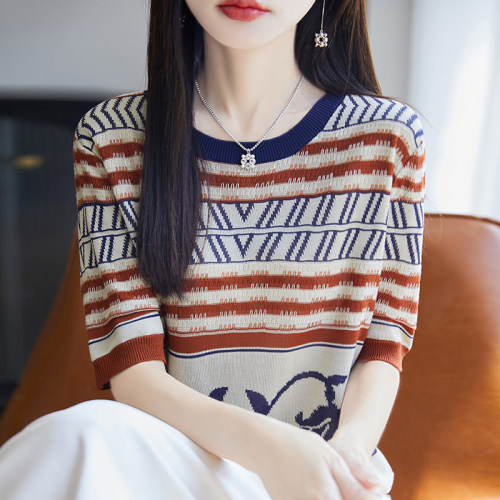 撤标撤柜（A）2026年 夏季新款打底衫洋气大码女装冰丝针织上衣