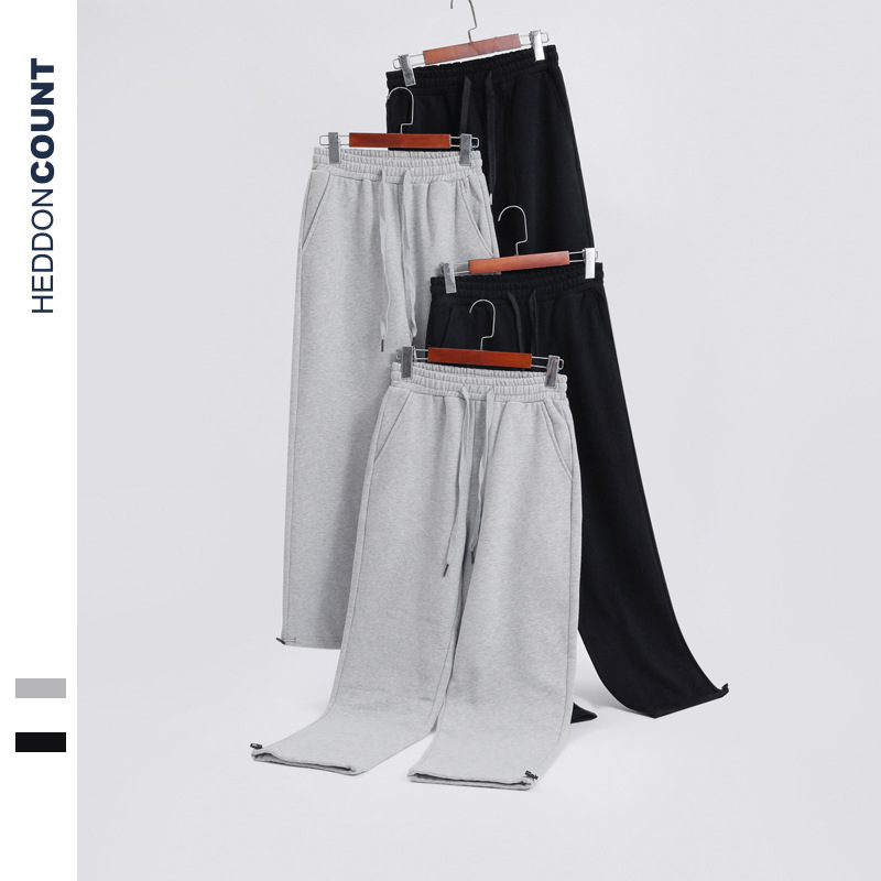 撤柜撤标(M)秋季新款350g重磅厚实宽松休闲抽绳束脚裤男加绒卫裤