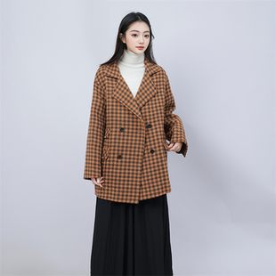 【雅家】撤标撤柜！2025秋冬女新款赫本风双排扣短款毛呢大衣外套