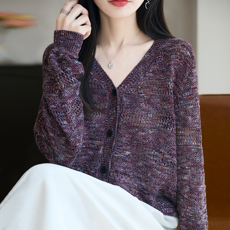 撤标撤柜(A)V领镂空针织开衫外套女款春秋外搭洋气大码女装上衣,女装/女士精品,毛针织衫,淘宝优惠券,粉丝福利购,淘宝优惠卷