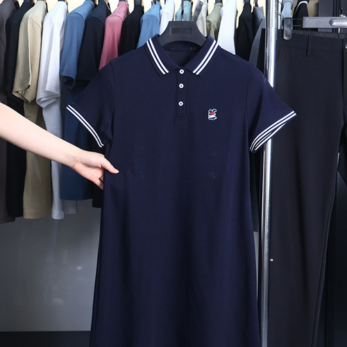 【H家】撤标撤柜！夏季女士条纹弹力珠地透气萌熊系列短袖POLO裙