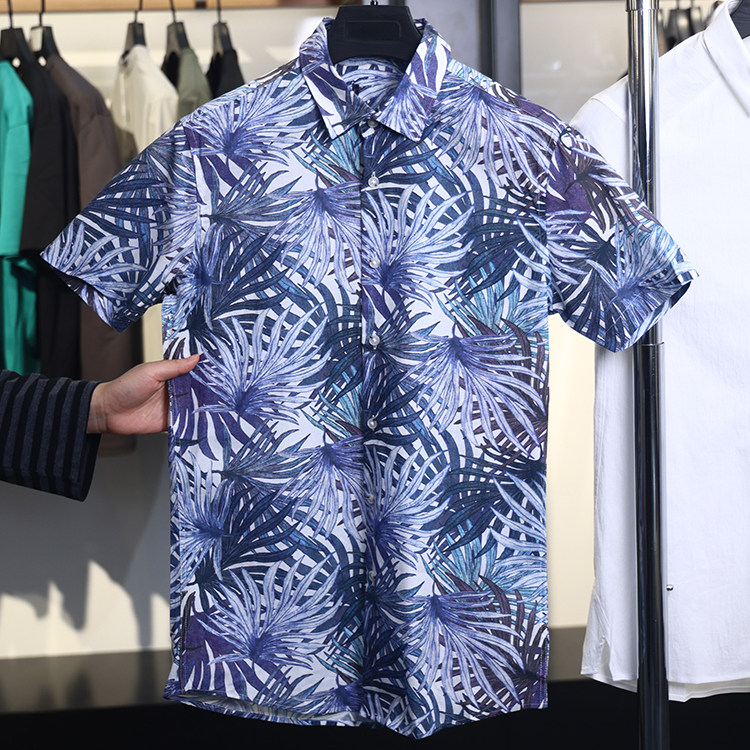 【H家】撤标撤柜！夏季男印花短袖衬衫宽松商务休闲百搭上衣衬衣