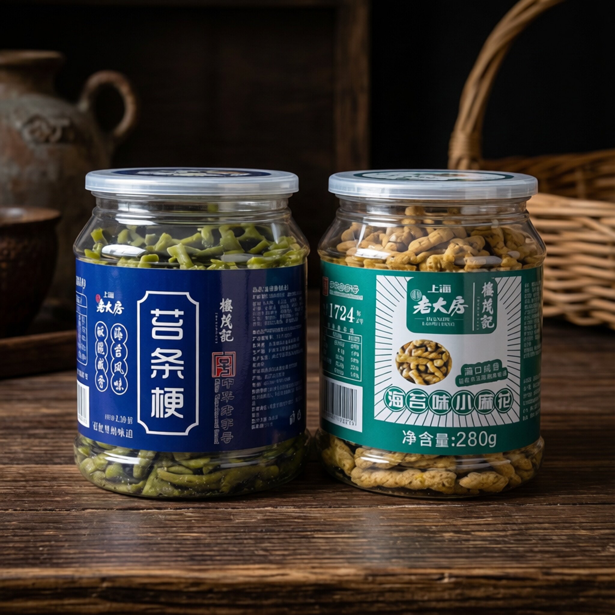 上海老大房苔条梗苔菜饼海苔味小麻花280g罐装办公下午茶休闲零食