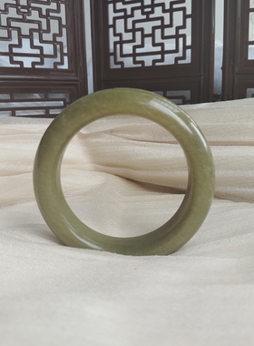 57.3圈辽阳深绿岫玉手镯 冰透底 小纹 实物拍摄不退不换024#