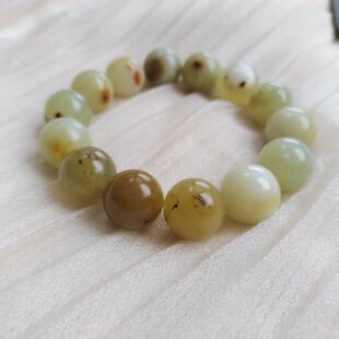 卡14辽阳花玉手串 桂花 基本无暇实物拍摄不退换005#天然岫玉饰品