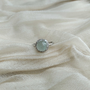 岫玉天青冻戒指 非银托 实物拍摄默认瑕疵不退不换558#