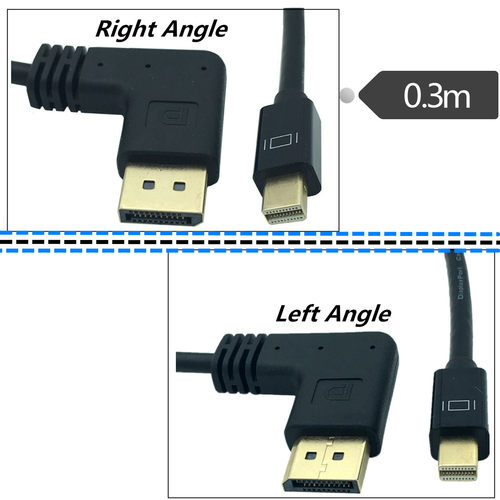 镀金mini Displayport转dp左右弯头90度线公公显卡接显示器连接线