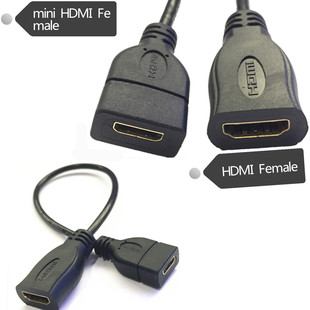 Mini迷你HDMI母转标准HDMI母转接线 高清平板 电视转换线0.3米