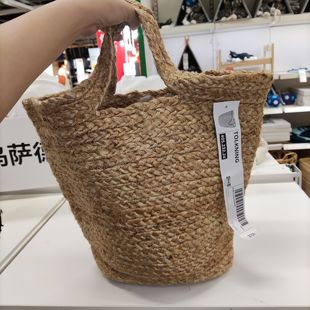 宜家托克宁吊篮黄麻买菜收纳篮手提包 郊游拍照展示搭配复古购物