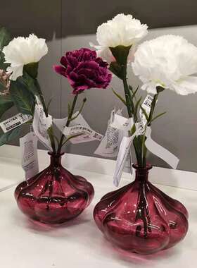 宜家玻璃酒红色插花艺水培装饰品