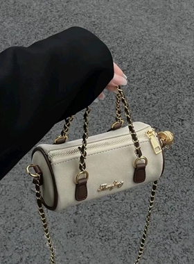 手提圆筒包包女夏2025新款磨砂腋下包高级质感小众设计链条斜挎包