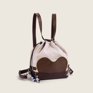 2025新款抽绳小双肩包松弛感一包多用托特包流浪包设计感水桶包女