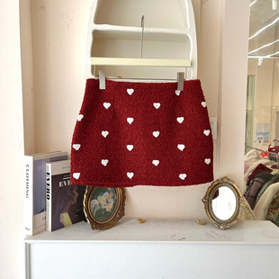 高腰圣诞氛围甜美爱心短裙半身裙D5399 冬季 LHTE青青大码 女装