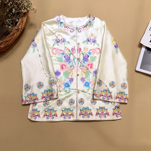 美伦花朝月夕高级感醋酸新中式重工刺绣上衣2026春蝶恋花国风外搭