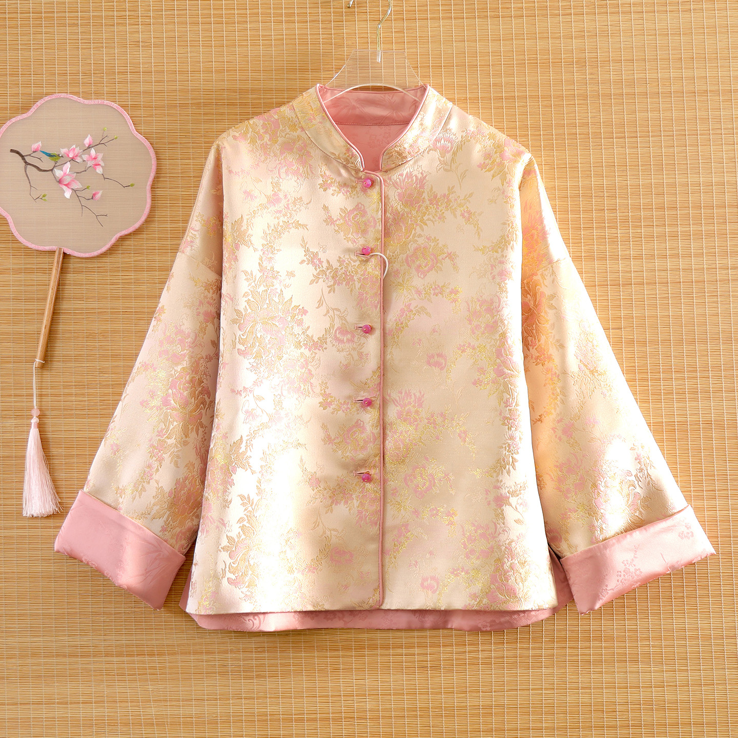 重工浮雕提花新中式外套女双面穿