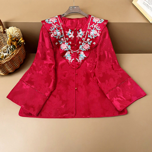 国风重工刺绣设计感改良唐装 上衣女2026春款 外套 新中式 云肩绣彩