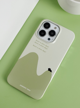 小众ins绿色春天13mini适用苹果15promax菲林手机硬壳ihone14半包12xrmax小清新13pro菲林软壳78plus小猫咪xs