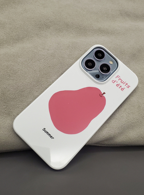 ins风一颗梨网红15Pro防摔菲林壳phone14手机壳13promax全包菲林软壳11苹果12半包硬壳xr小众xsmax简约78plus