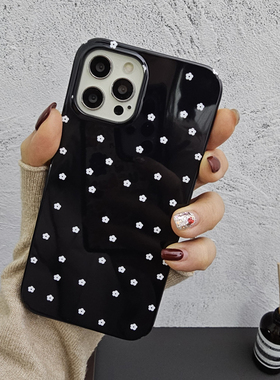 ins小众小碎花iphone15菲林手机壳13半包硬壳14pro防摔菲林软壳12mini苹果11xsmax简约78plus极简风xr全包壳