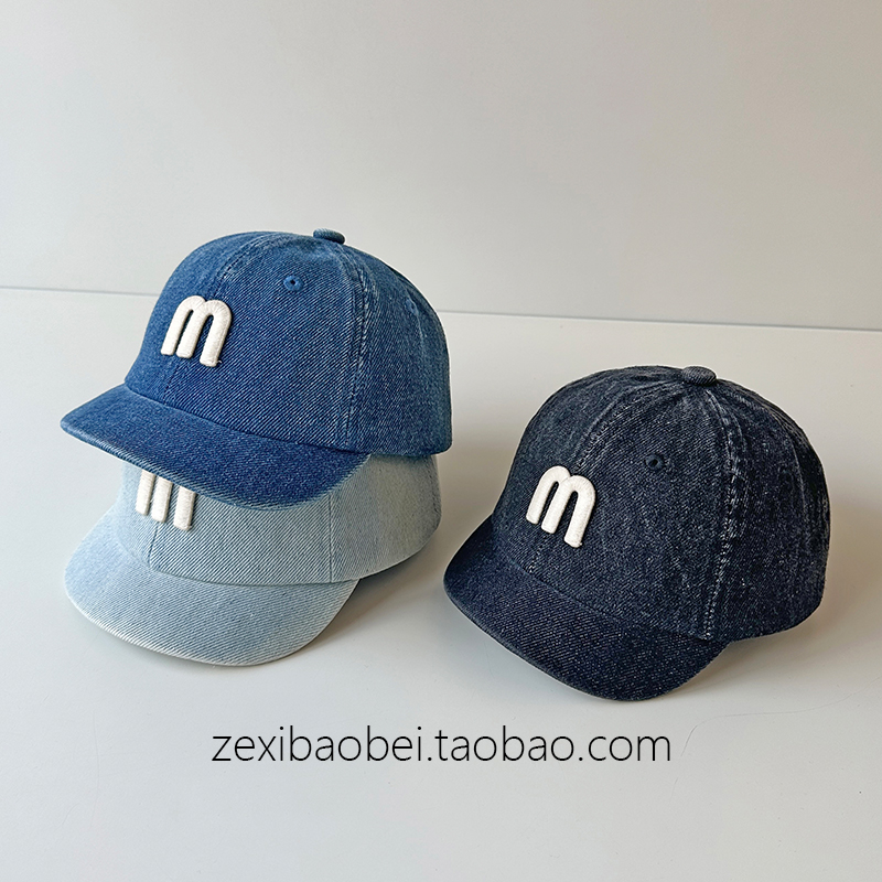 儿童帽子春秋款棒球帽字母百搭潮男女童夏季薄款牛仔布宝宝鸭舌帽