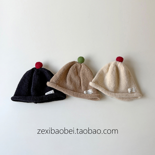 ins日系百搭潮宝宝帽子秋冬款毛线帽薄款男女宝套头帽儿童针织帽