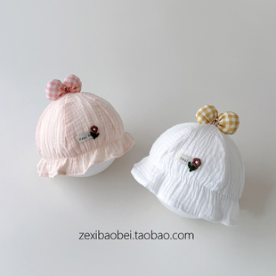 新生儿帽子秋冬季胎帽公主百搭宝宝套头帽女宝小月龄婴幼儿渔夫帽