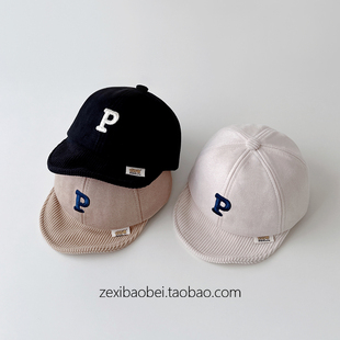 宝宝帽子秋冬款 棒球帽字母百搭潮男女宝鸭舌帽婴儿翻檐帽保暖冬季
