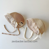 儿童帽子夏季 遮阳帽大帽檐宝宝防晒帽女宝公主百搭沙滩帽草帽 薄款