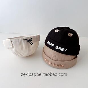 宝宝帽子春秋款地主帽可爱小熊男女宝雅痞帽夏季薄款婴儿瓜皮帽潮