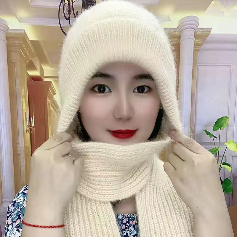 帽子围巾一体户外女冬季无风雪帽