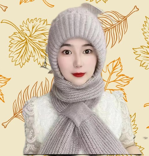 一体帽户外冬季加绒加厚保暖帽