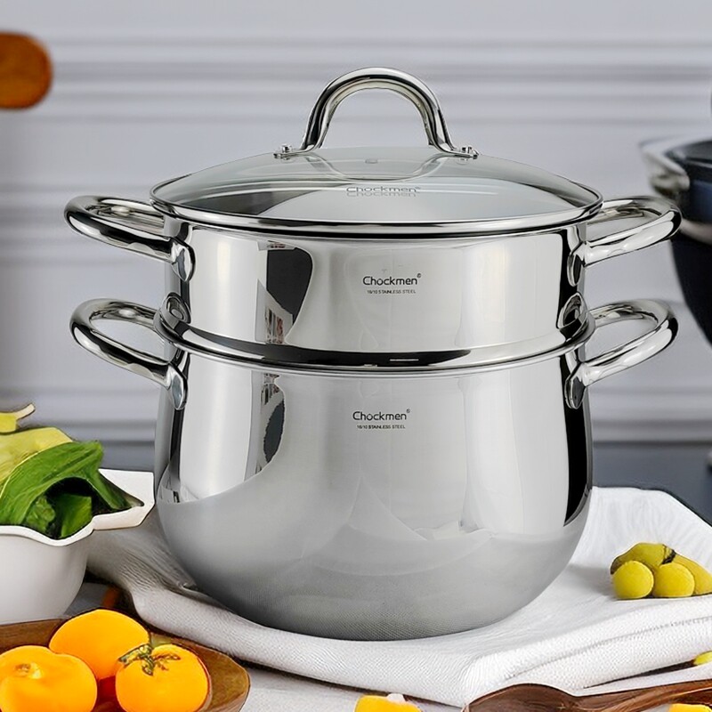 BOSSD18-10不锈钢蒸锅笼格屉垫片304炖煮煲粥汤锅加厚三层钢26cm