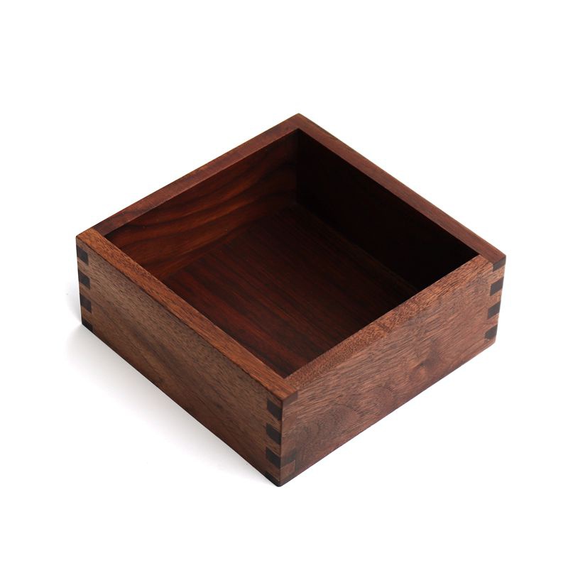 速发纳胡桃木收黑实 无盖木盒 木质收纳盒 全盒木榫卯结构木盒子