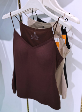 新橙梦T1519秋季新款女士V领细带螺纹自带杯垫内搭外穿吊带背心