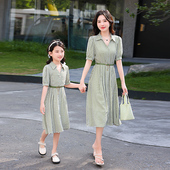 裙夏季 衬衫 新款 亲子装 连衣裙 高端母女装 洋气显瘦时髦夏装 条纹短袖