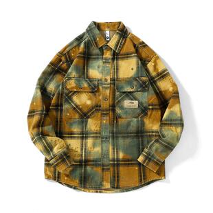 工装 高端格仔加厚棉衬衣修身 衬衫 秋冬季 商务休闲上衣服 男士 美式